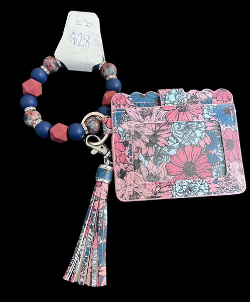 Pinks and blues Wristlet and wallet set