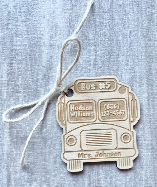 Bus backpack tag