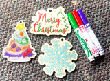 Colorable Holiday wood cutout packs